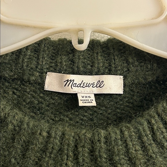 Madewell Wool Blend Wedge Sweater Heather Dark Olive Women's Size XXS - Picture 3 of 12